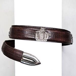 LSU Louisiana State University Concho Brown Reptile Embossed 28" Leather Belt